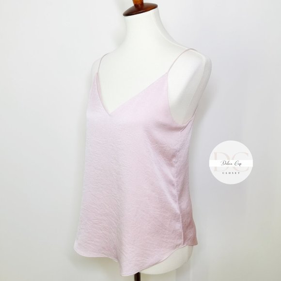 EXPRESS V-Neck Downtown Cami Textured Satin Pink Size XS - Picture 7 of 10